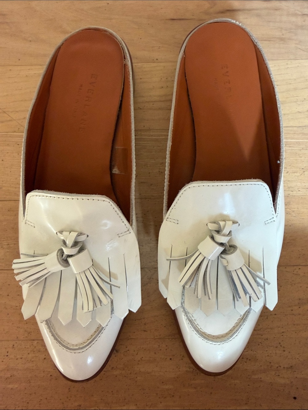 Everlane White Leather Tassel Mules for Women - Picture 2 of 3